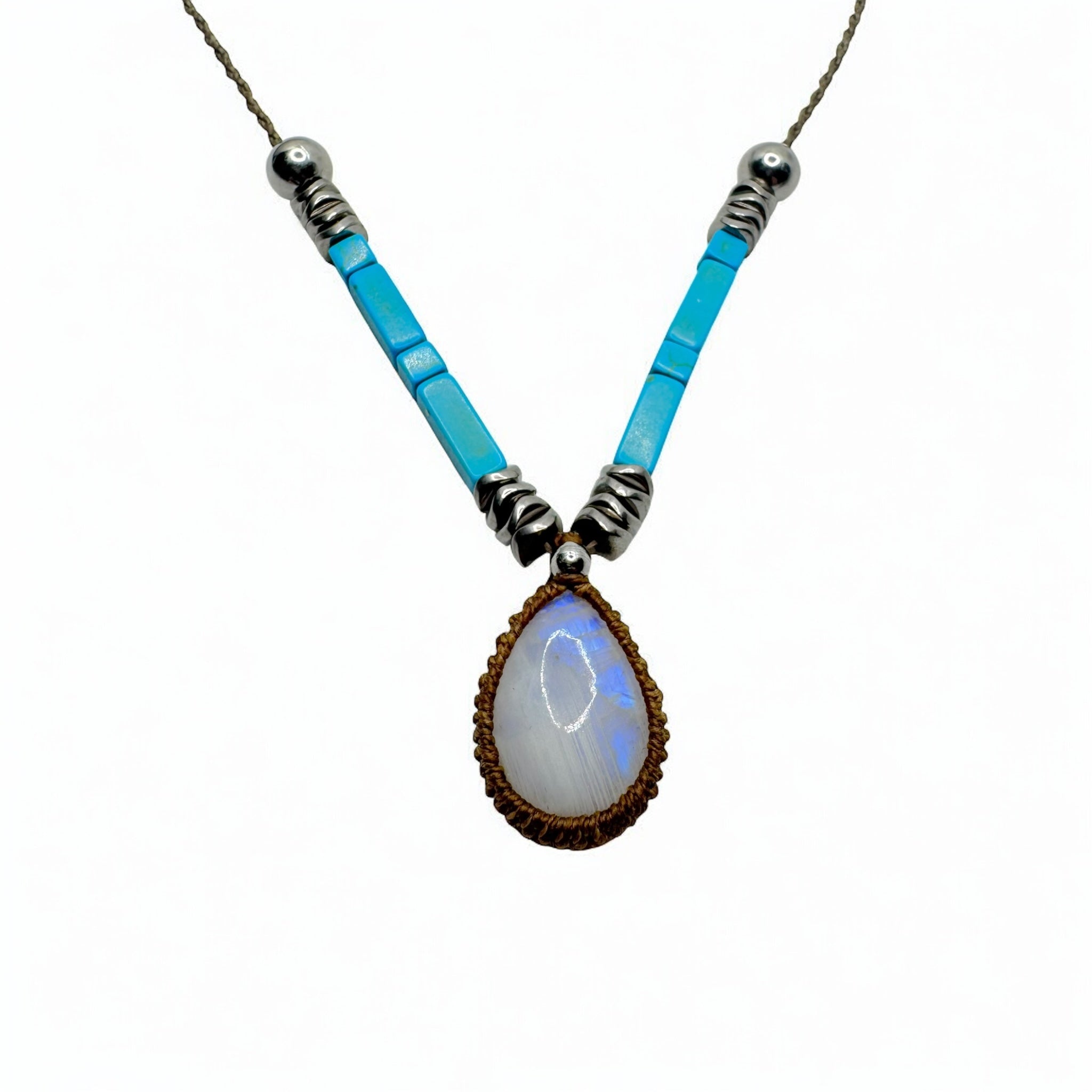 Collana labradorite bianca 21X16mm Sharifa Crystals